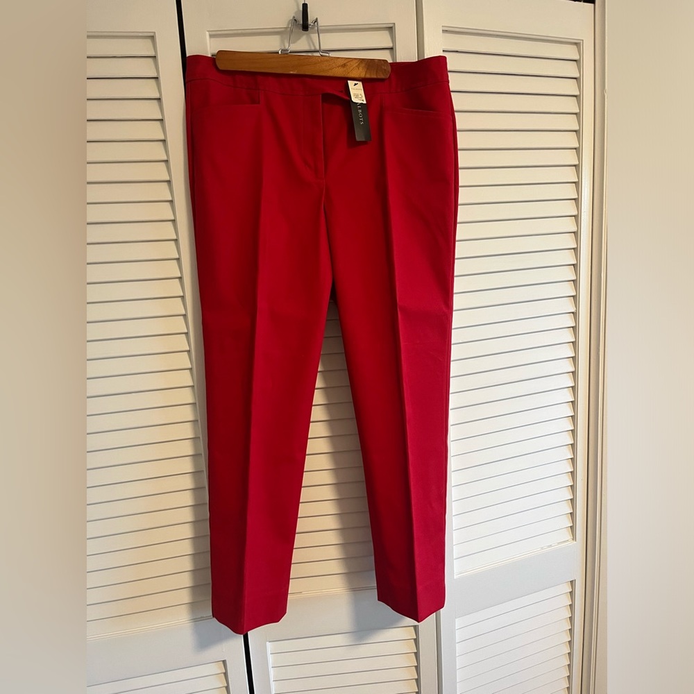 NWT Talbots Hampshire Style Straight Leg Ankle Pant beautiful cherry red